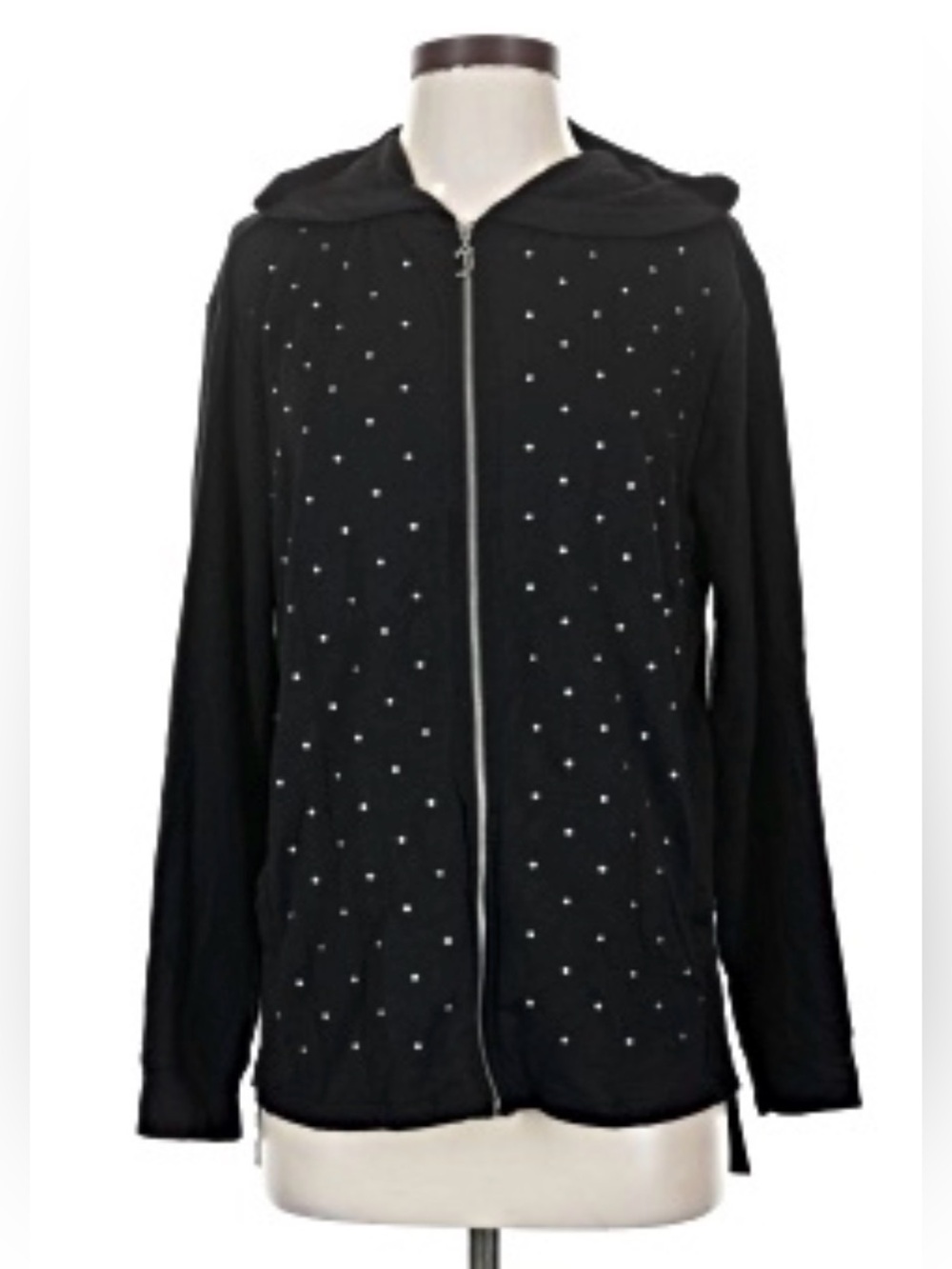 Juicy Couture Black Rhinestone Zip-Up Hoodie Size M Y2K Glam